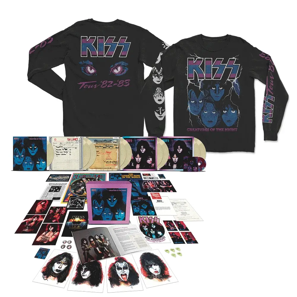Creatures Tour '82-'83 Longsleeve + Creatures Of The Night 40th Anniversary 9LP Super Deluxe (Limited Edition Glow-In-The-Dark Vinyl) Bundle